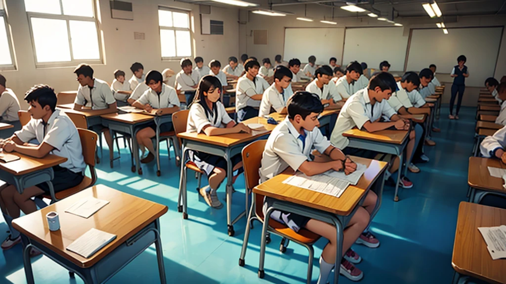 Large number of students preparation for exam