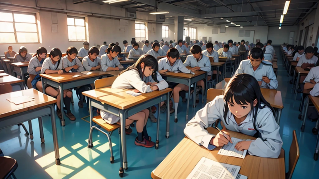 Large number of students preparation for exam