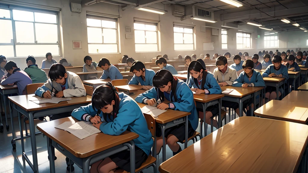 Large number of students preparation for exam