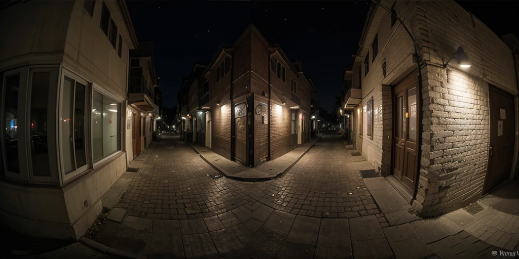 ((photo)), ((real)),Alley,360° Images,equirectangular, dark, night, Light turned off