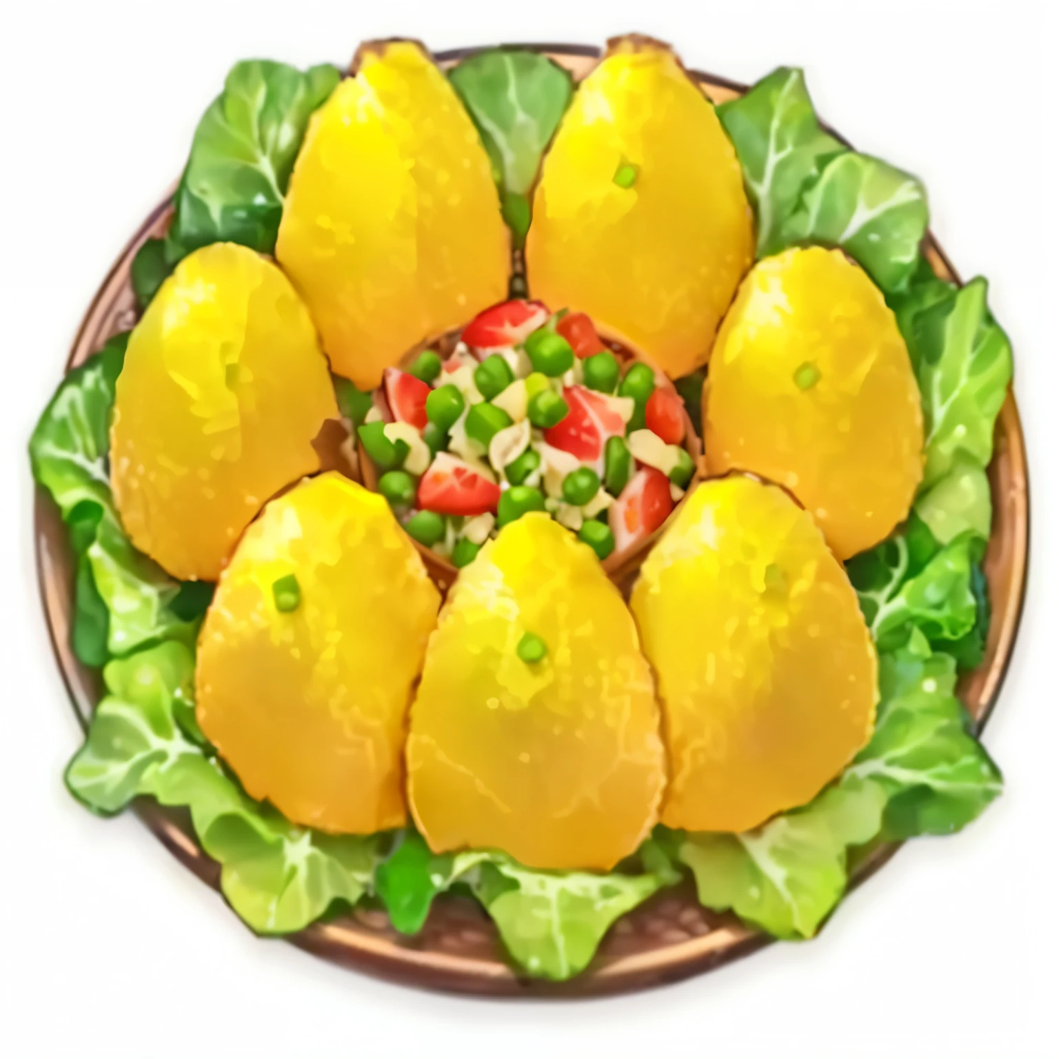 There is a plate of food，Topped with lemon and lettuce, 🐿🍸🍋, Fresh peas, Black person, ❤🔥🍄🌪, Anime Food, Wang Chen, Local Customs Department, Sonichu, Katagiichi, Dambru, Hayao