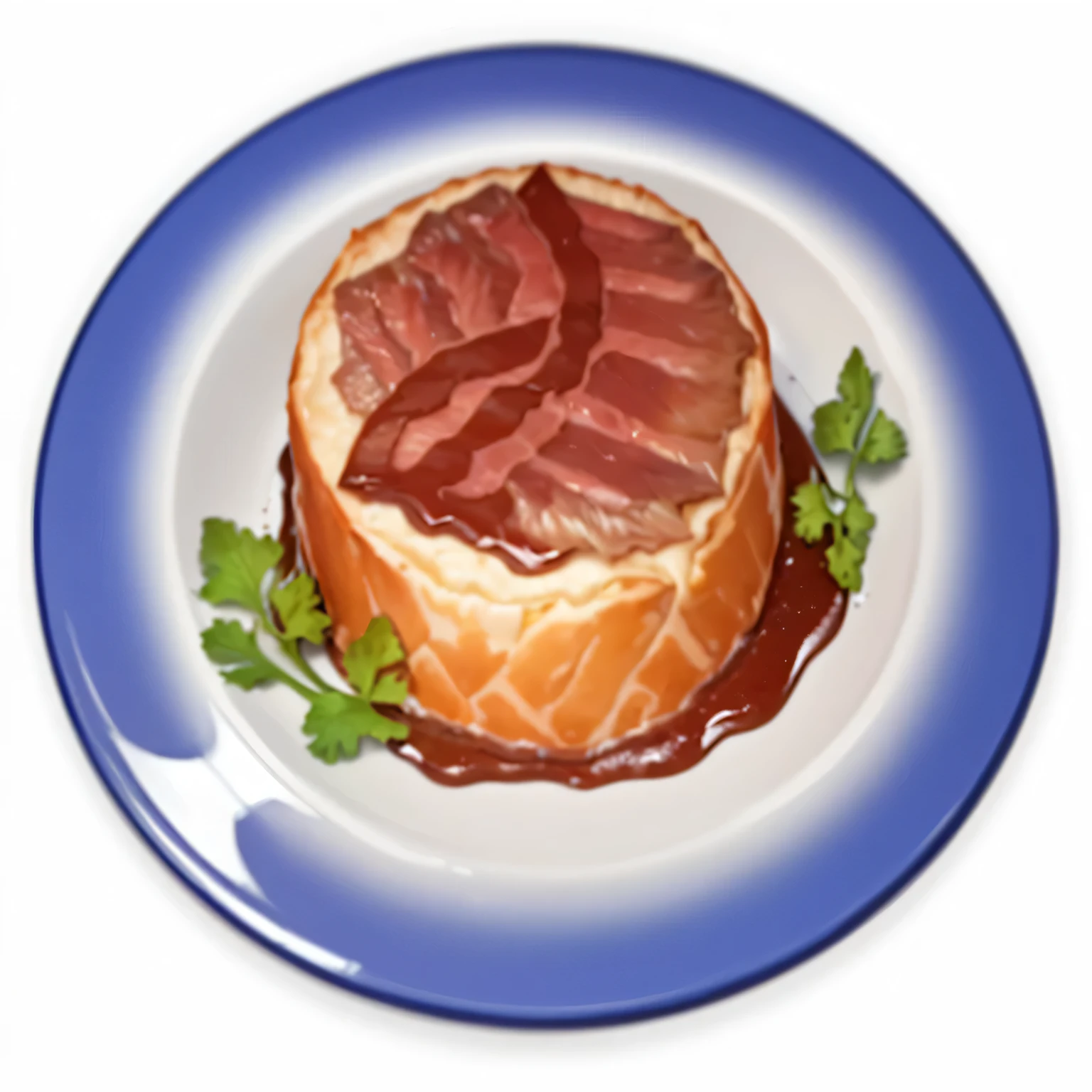There is a plate,There is a piece of meat on it, ASP, The rest of Patty, Inspired by French Francois Louis Thomas, Inspired by Sándor Bortnyik, Fantasy food, Inspired by Gaisa Doza, gourmet food, Patty, Anime Food, inspired by François Joseph Heim, Fan Favorites, Inspired by Slava Lashkaj