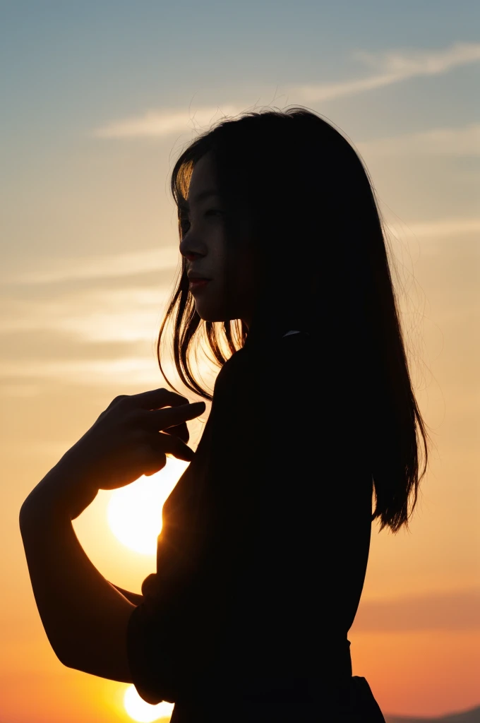 A woman whose silhouette stands out against the backlight