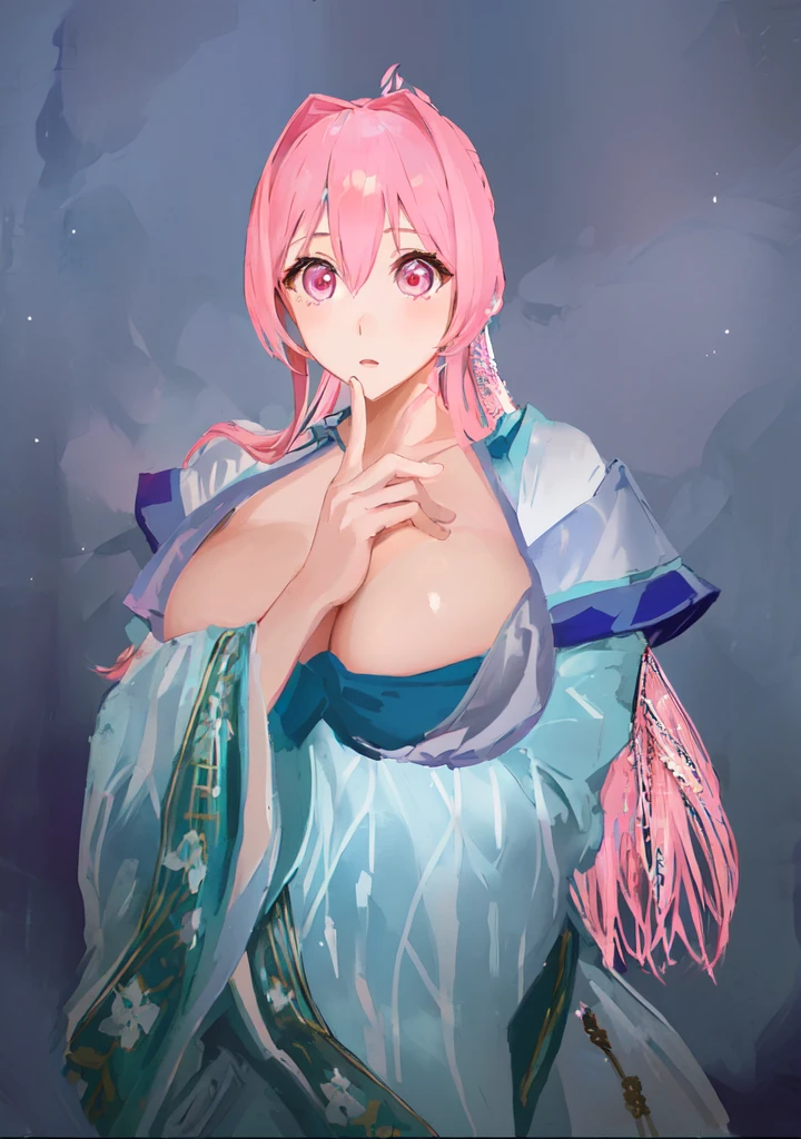 Pink Hair、Anime Girl,Pink eyes, Produced in collaboration with Anime Painter Studio, In the anime painter studio, ,  Sonison，超级Sonison，Celluloid，Three Kingdoms，Chinese style，antiquity，Hanfu，，Huge Breasts，Good shape，Pink ponytail，Pink long hair，Costume，包不住的Huge Breasts，Cute girl，Noble,Pink long hair，The face remains unchanged，Satomi light diamond，Blazing Horse