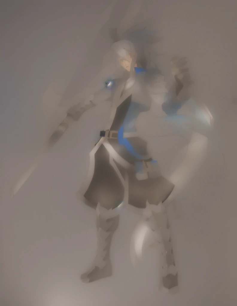 sketches of a drawing of a androgynous young boy with 2 swords, Kilua from hunter x hunter, an anime drawing, detailed fanart, hero 2d fanart artsation, ( ( character concept art ) ), anime drawing, game art!!, with out shading, anime shading), dramatic wielding sword pose, anime shading, white hair, glowing blue eyes, pale skin, black ninja trousers, black vest, short blue jacket, blue belts, metallic accents, full body, long ponytail, long hair