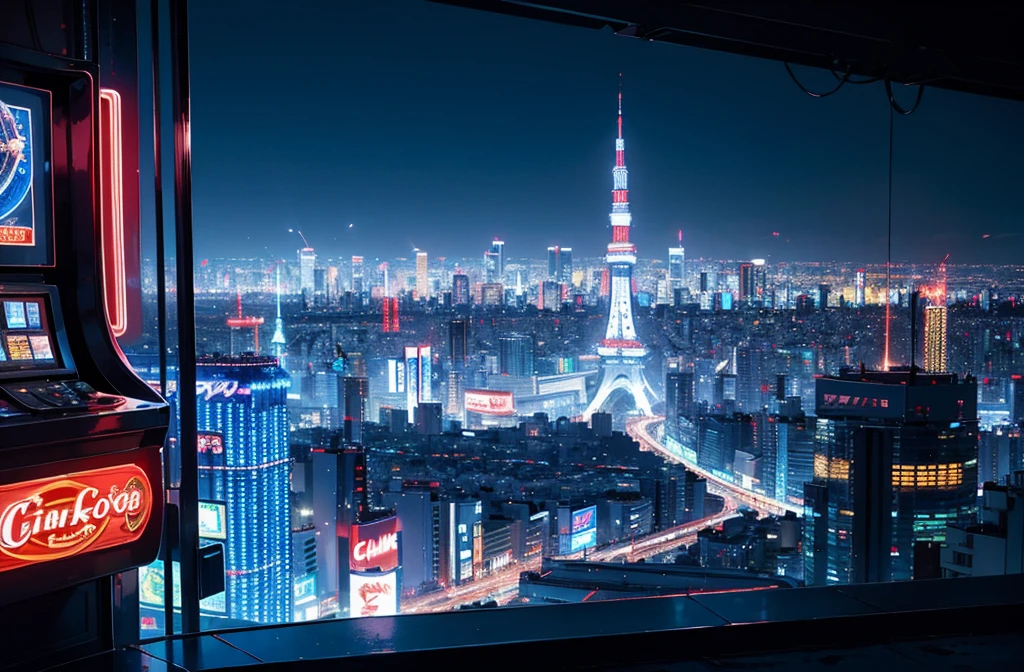 blue Tokyo, clear sky, riches, casino, slot machine, HDR, 4k resolution