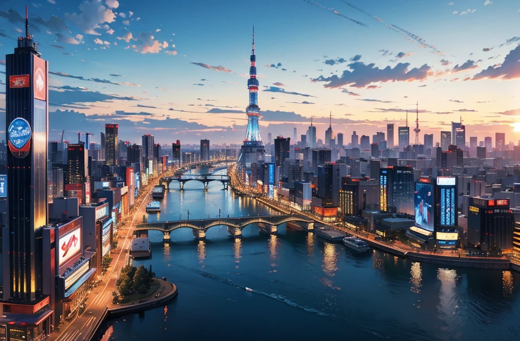 blue Tokyo, downtown, no skyscrapers, clear sky, riches, casino, slot machine, HDR, 4k resolution