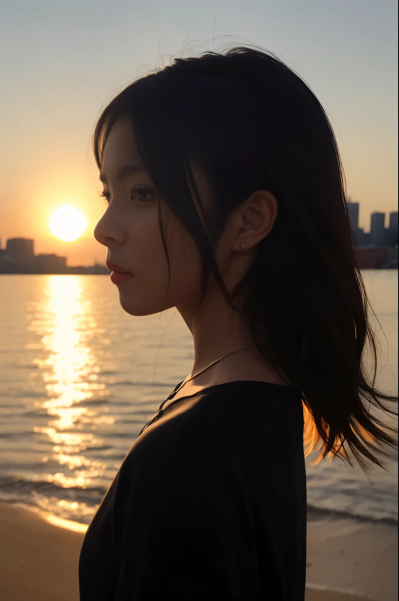 A woman whose silhouette stands out against the backlight