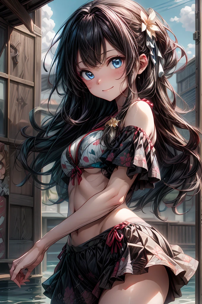 masterpiece, best quality, extremely detailed CG unity 8k wallpaper, Sandy Beach、Ride on a floating ring、Bikini Skirt, Yellow Bikini、Green Bikini、White Bikini、Golden Ratio、 sunny, blue sky, Outdoor, 斬新なデザインのSwimwear, 色とりどりのSwimwear, Polka dot pattern, Floral,(Tabletop.Highest quality).(Cowboy Shot). (Amazingly detailed CG paintings),(Perfect Image)、smile, smile, Comic Strip, ((Two Girls)), Detailed face、Perfect Face.Delicate face、Textured skin、Colorful hair colors, Cat ear girl、((Beautiful Blue Eyes)).Delicate and beautiful eyes、The eyes are detailed、Reflective Eyes、smile.(Gazing at the audience:1.3).(My face got a little red:0.8)、8k wallpaper、(((Cowboy Shot)))、reflected light、Attention to detail、Complex、Delicate background、Textured skin、Detailed skin、Swimwear, ((カラフルなSwimwear)), リアリスティックなSwimwear, 質感のあるSwimwear, 超高精細なSwimwear, ((Realistic Ocean)), ribbon, Floral, Aloha pattern, One Shoulder, カラフルなSwimwear, クリスタルなSwimwear, Lens flare