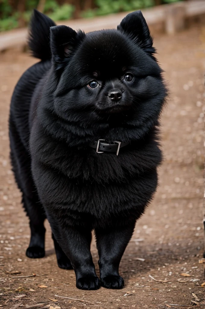 a chubby black pomeranian