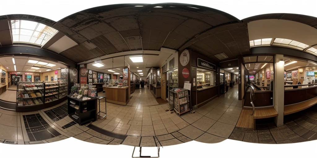 ((360-degree)), ((equirectangular)), ((photo)), ((real)), Horror, dark, Tattered, Shopping Centre, indoor