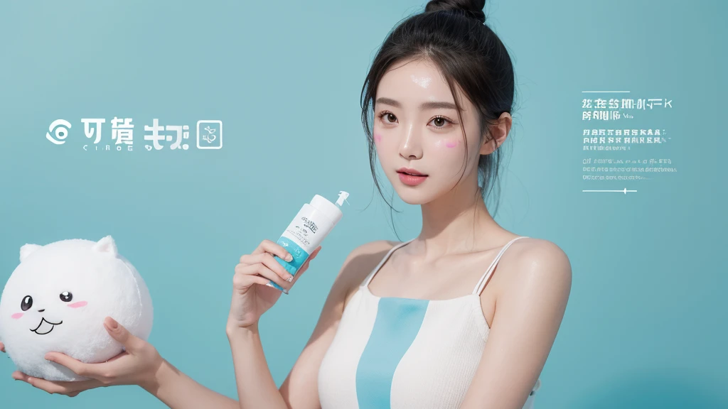 Create a WeChat public account homepage image,The theme is《Skin Care Wars:Your skin needs more than just "TuTuLe"》,The full text wants to introduce Zhan Yan skin care products,Simple light blue background,Just insert the image of the Zhan Yan skincare products,Humorous and interesting,Eye-catching