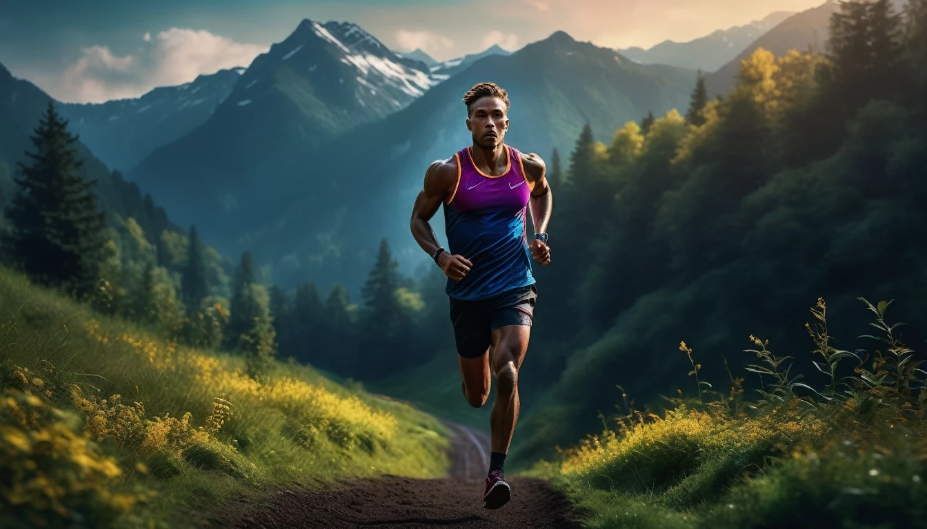 cinematographic composition,athlete mood,8k, high resolution, photorealist,vibrant colors, nature, dark colors