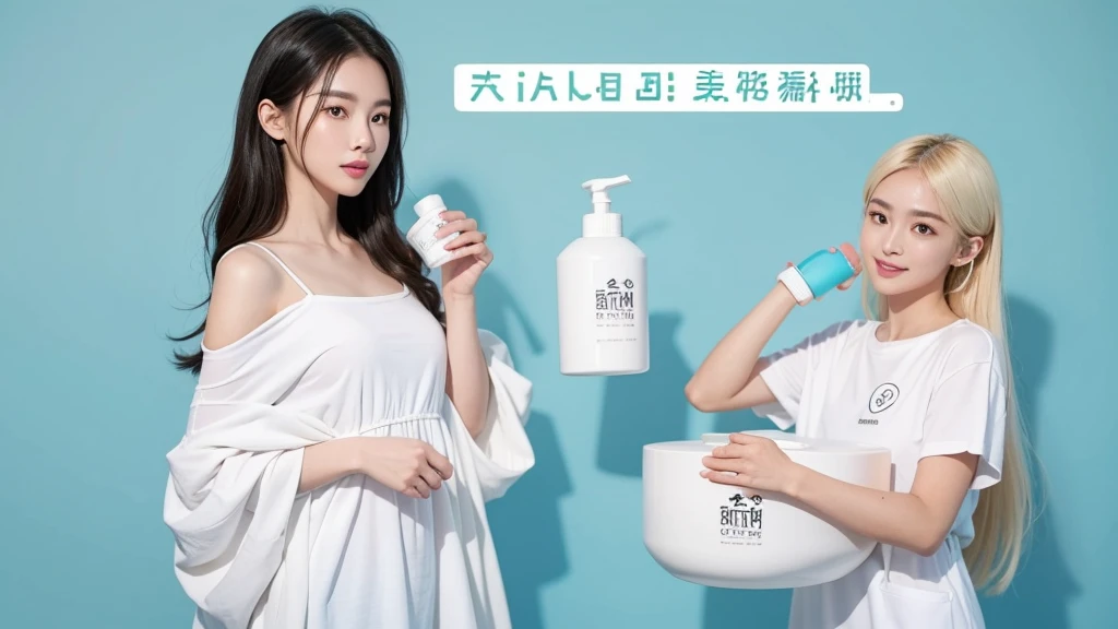 Create a WeChat public account homepage image,The theme is《Skin Care Wars:Your skin needs more than just "TuTuLe"》,Skin care order,Cleansing Moisturizing Sunscreen,Introducing the new skincare products,Simple light blue background,No real people appear in the pictures,Just insert the image of the Zhan Yan skincare products,Humorous and interesting,Eye-catching