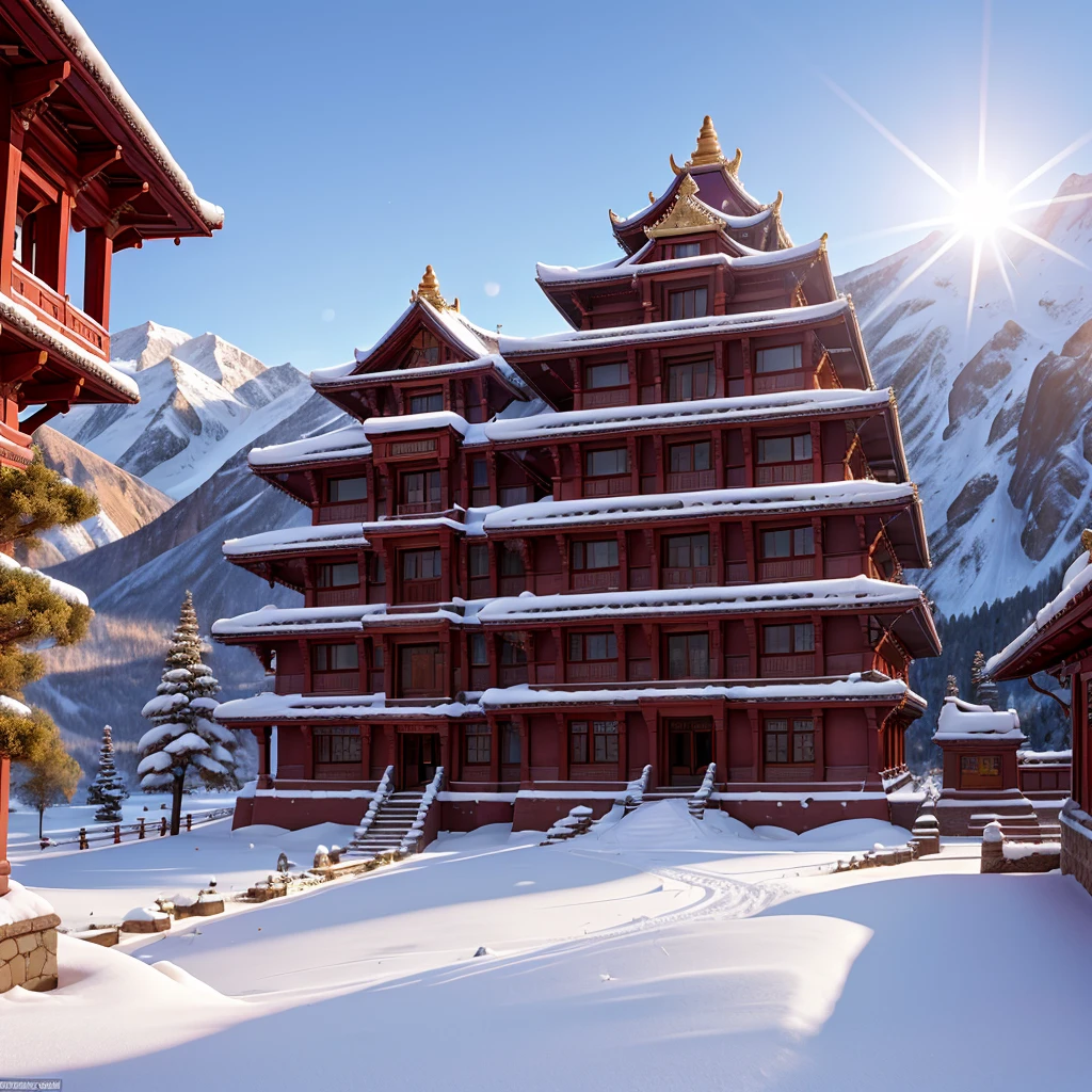 Potale Palace, Tibet, snow covered, sunlight