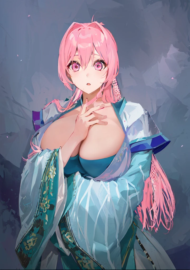 Pink Hair、Anime Girl,Pink eyes, Produced in collaboration with Anime Painter Studio, In the anime painter studio, ,  Sonison，超级Sonison，Celluloid，Three Kingdoms，Chinese style，antiquity，Hanfu，，Huge Breasts，Good shape，Pink ponytail，Pink long hair，Costume，包不住的Huge Breasts，Cute girl，Noble,Pink long hair，The face remains unchanged，Satomi light diamond，Blazing Horse