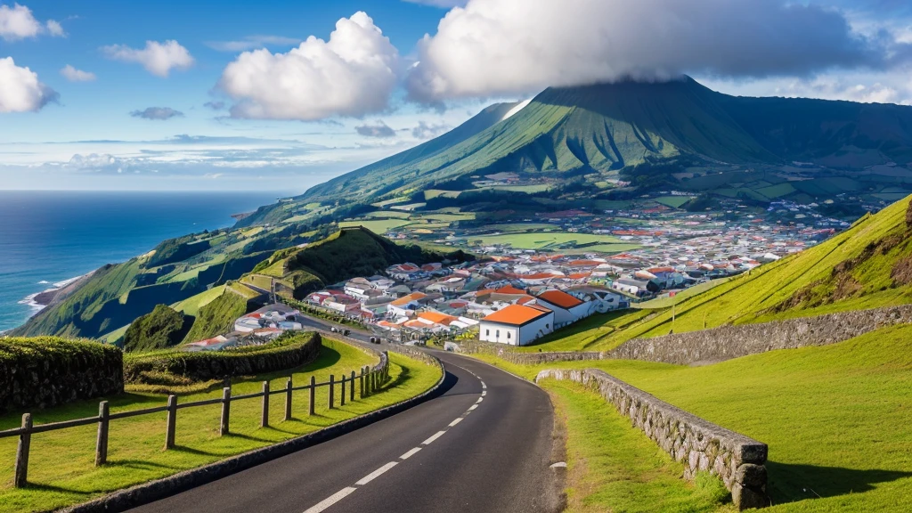 Mountain landscape Ponta Delgada island, Azores Portugal