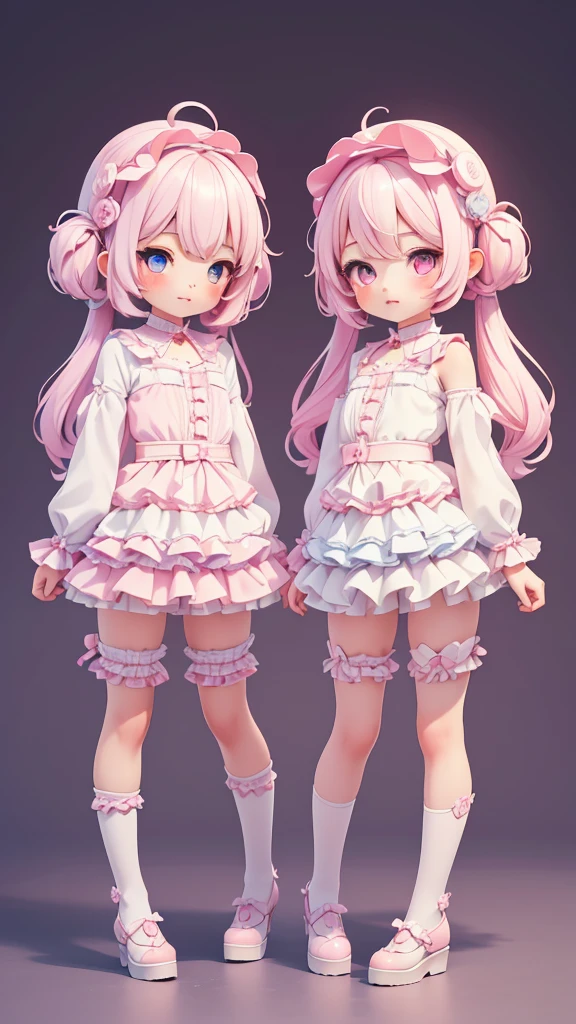 ((petite kawaii bishojo, 2girls)), ((kawaii face)), ((kawaii cute eyes)), ((masterpiece)), ((best quality)), ((ultra detailed)), ((8k)), (depth), (crisp), (exquisite), ((highres)), ((high standard)), ((beautiful and aesthetic)), (super detailed skin), (perfect anatomy), (full body), (blush), (lipstick), (boyish)