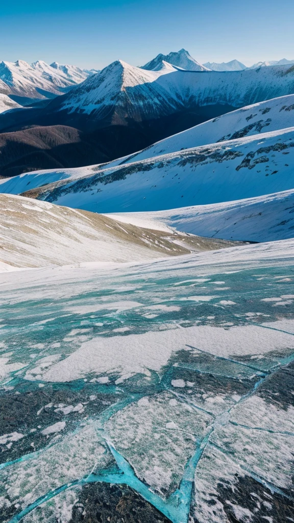 Dramatic zoom-in on the frozen landscape of Siberia