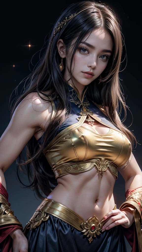 (Front Focus、Perfect Anatomy:1.5)、(Ultra-detailed、16k quality、RAW Photos、Real Skin: 1.6)、Hyper Realist、Photorealistic.Cinema Lighting、Highly detailed face、smile、1 美しいThailand人少女、14 years、short hair（Disproportionate breasts）（Dark Skin、Dark Skin:1.8）Sunburn、eyeliner、lip（きわどいThailandの服装:1.4)（Thailand、sightseeing、early morning:1.4）、One beautiful woman, Highest quality、masterpiece、Ultra-high resolution、(Cowboy Shot),(Realistic), (Ultra-realistic), (Ultra-high resolution), (Ultra-high resolution), (One beautiful woman), ((Ultra-Realistic Details)),(Realistic:1.4)Beautiful Face, (Looking into the camera),Cute face, 、RAW Photos, Highest quality,masterpiece,Highest quality,Ultra-high resolution),Best Images, (8K, RAW Photos, Realistic), 清楚で美しいThailand人女性, Rainbow light brown straight hair, big, Sparkling blue eyes, Long eyelashes, double eyelid, Half-open crimson alluring moist big thick lips, Medium breasts, beautiful breasts, Side bust, Down , Abdominal muscles, thin, Perfect proportions, whole body, （Shiny navy blue ao dai with gold embroidery, Blurred background red）、Sexy Sleeveless、Abdominal muscles、Sexy thighs