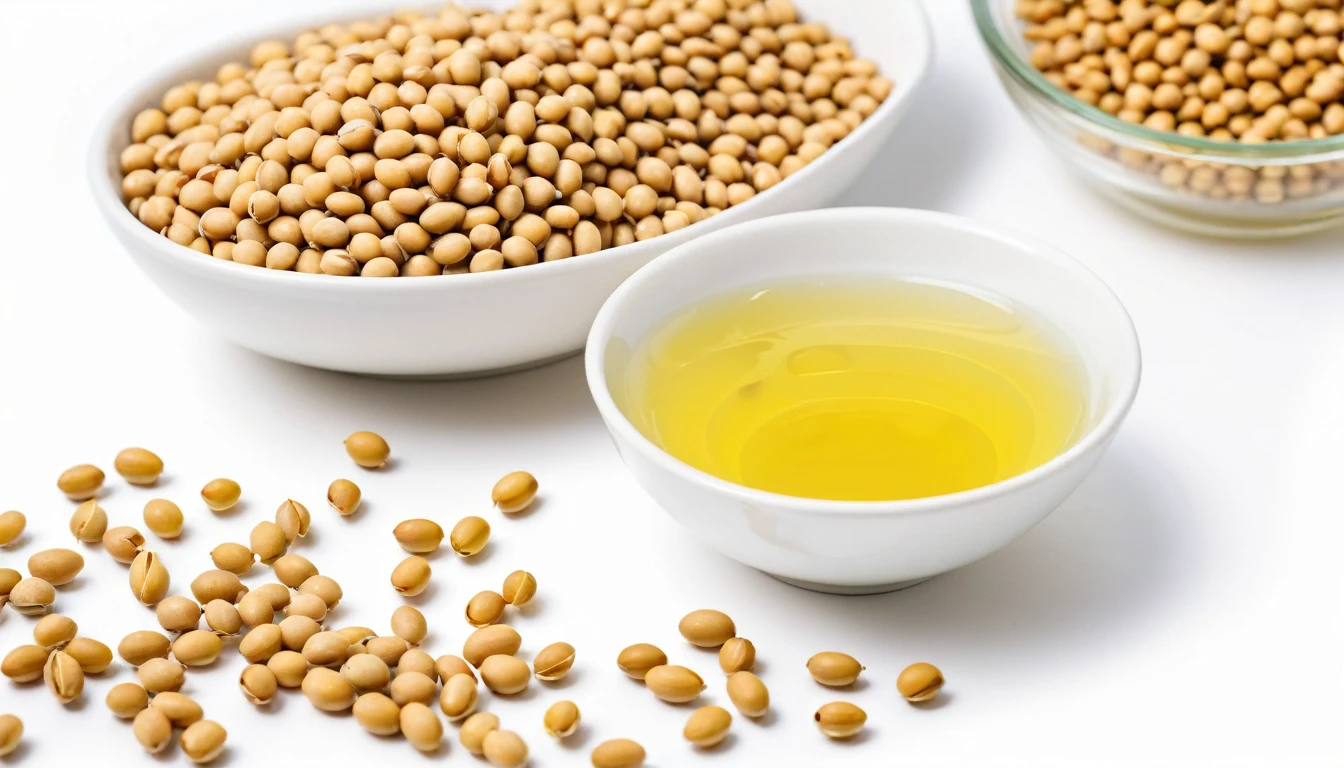 Soybeans that were accidentally spilled, clear kaxca bowl juice, isolated on a white background, clean soybean seeds, for studio photos, personal photos