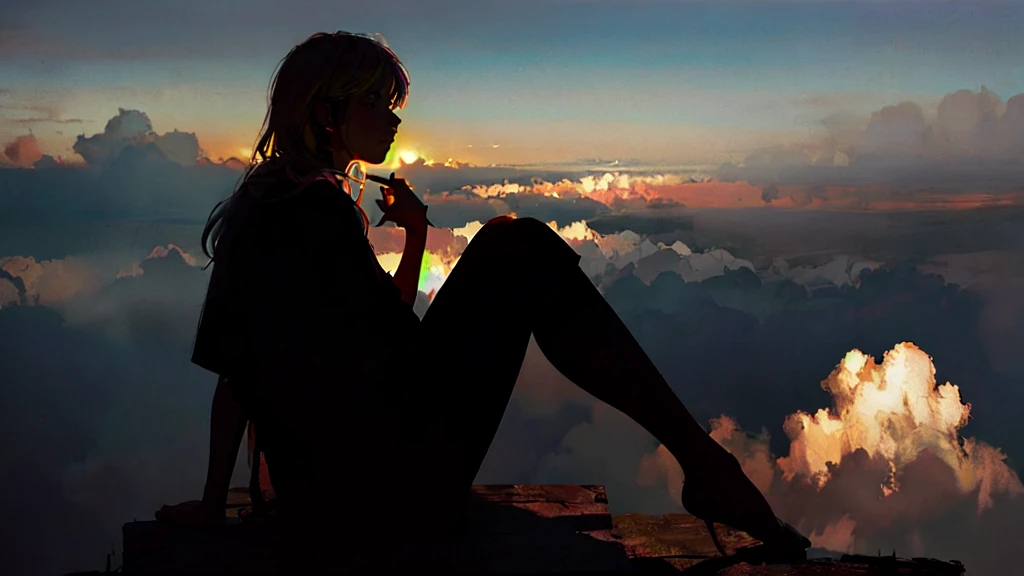 (RAW photo, best quality), (realistic, photo-realistic:1.3), extremely delicate and beautiful, Amazing, finely detail, masterpiece, ultra-detailed, highres,(best illustration), (best shadow),intricate,
A (sad:1.4) girl sit on the top of building,cloud,mist,fogy,
sharp focus, volumetric fog, 8k UHD, DSLR, high quality, (film grain:1.4), Fujifilm XT3,((entoptic patterns,multi-dimensional,multicolored)),
