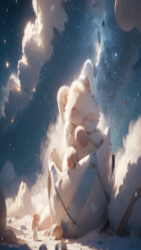 there is a white bear that is sleeping on a cloud, sweet dreams, sleep with love, sleepy, trending on cgstation, sleep, sleeping, dreamy night, dreamy, .. if only i could sleep, dreamworks animation style, good night, cold freezing nights, animated film, wojtek fus, dreamtime, animated movie, dreamy illustration, cute 3 d render