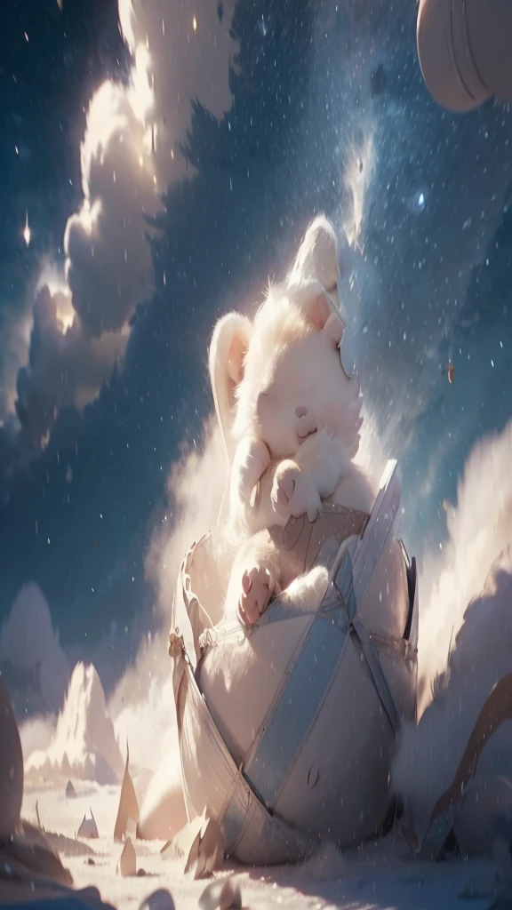 there is a white bear that is sleeping on a cloud, sweet dreams, sleep with love, sleepy, trending on cgstation, sleep, sleeping, dreamy night, dreamy, .. if only i could sleep, dreamworks animation style, good night, cold freezing nights, animated film, wojtek fus, dreamtime, animated movie, dreamy illustration, cute 3 d render
