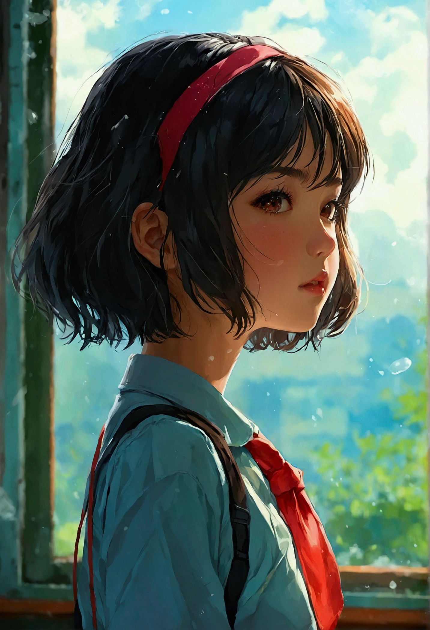 best quality,detailed background, A high school girl whose cheeks are red and her panties are visible