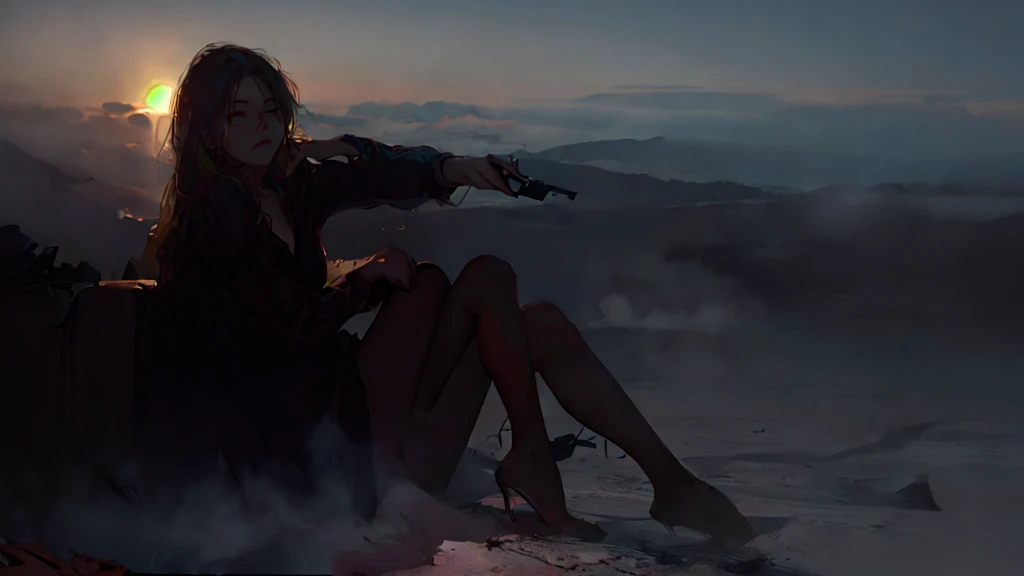 (RAW photo, best quality), (realistic, photo-realistic:1.3), extremely delicate and beautiful, Amazing, finely detail, masterpiece, ultra-detailed, highres,(best illustration), (best shadow),intricate,
A (sad:1.4) girl sit on the top of building,cloud,mist,fogy,
sharp focus, volumetric fog, 8k UHD, DSLR, high quality, (film grain:1.4), Fujifilm XT3,((entoptic patterns,multi-dimensional,multicolored)),
