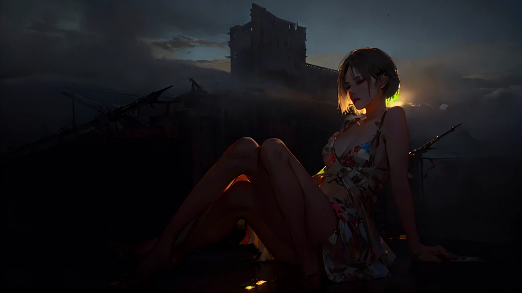 (RAW photo, best quality), (realistic, photo-realistic:1.3), extremely delicate and beautiful, Amazing, finely detail, masterpiece, ultra-detailed, highres,(best illustration), (best shadow),intricate,
A (sad:1.4) girl sit on the top of building,cloud,mist,fogy,
sharp focus, volumetric fog, 8k UHD, DSLR, high quality, (film grain:1.4), Fujifilm XT3,((entoptic patterns,multi-dimensional,multicolored)),