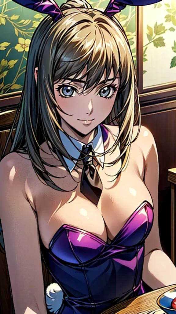 ((masterpiece、Highest quality、High resolution、Tabletop、wallpaper、Realistic、Bright lighting、Professional Lighting、Face Light、Smooth lighting、Japanese women、Adult、Beautiful woman、Highest quality、masterpiece:1.3)), Upper Body、Long legs, Beautiful woman with perfect figure:1.4、(smile:1.2), double eyelid、22-year-old female、Sexy pose、((((Shut your mouth.、One Woman、Bunny girl))))