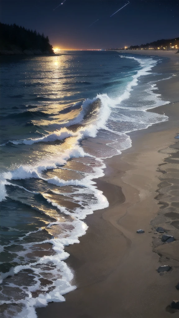 Night view,Beach,Ocean,
