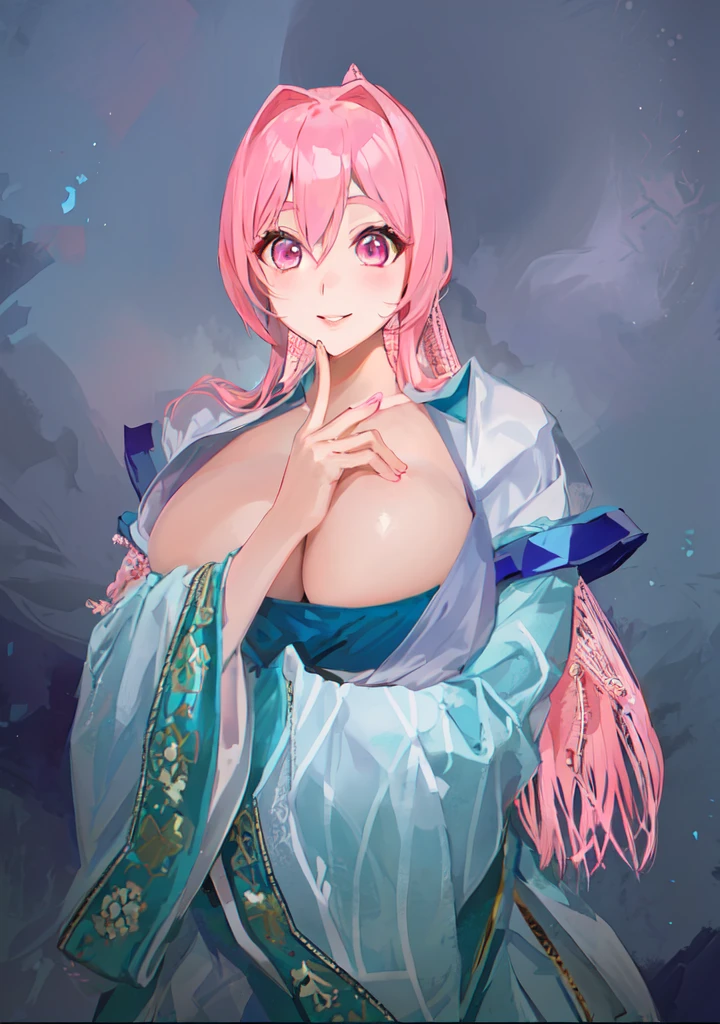 Pink Hair、Anime Girl,Pink eyes, Produced in collaboration with Anime Painter Studio, In the anime painter studio, , Sonison,超级Sonison,Celluloid,Three Kingdoms,Chinese style,antiquity,Hanfu,,Huge Breasts,Good shape,Pink ponytail,Pink long hair,Costume,包不住的Huge Breasts,Cute girl,Noble,Pink long hair,Smile,Satomi light diamond,Blazing Horse,Makeup on the lips,Light pink lips,Sexy lips