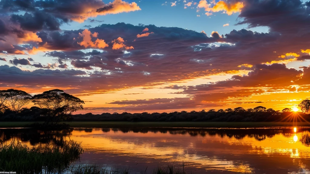 Sunset in the Pantanal, Mato Grosso do Sul, Brazil, South America