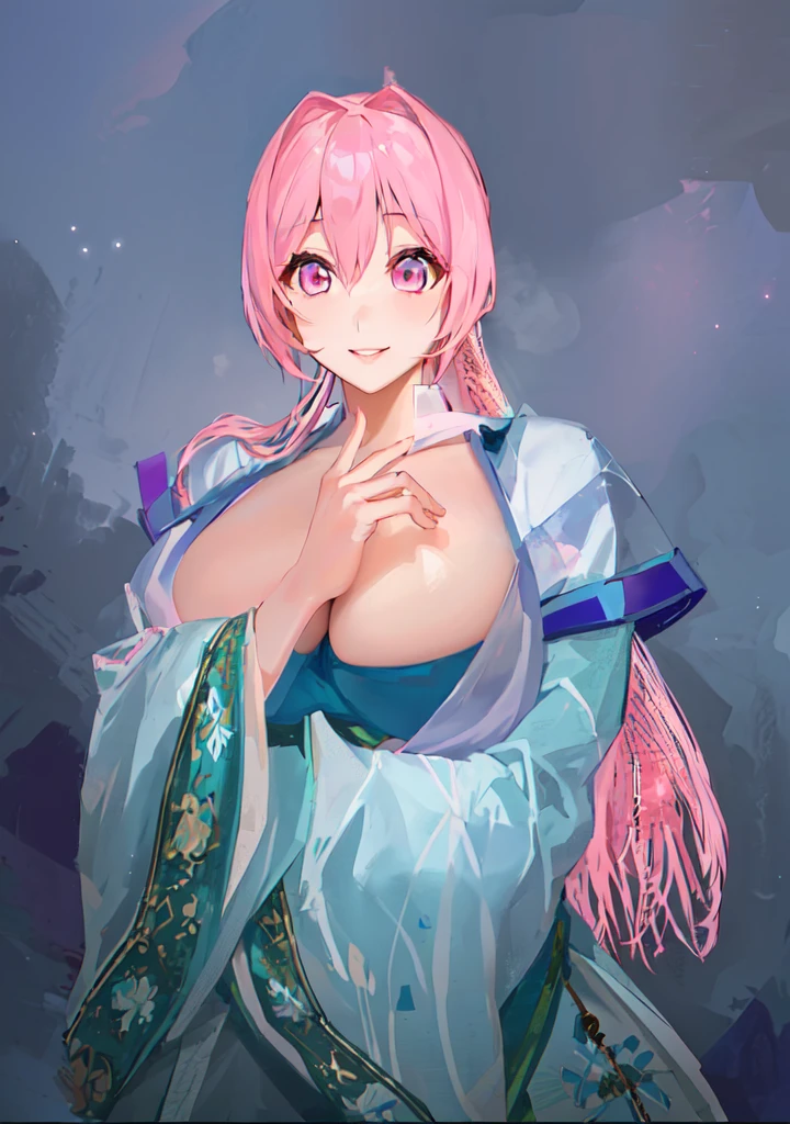 Pink Hair、Anime Girl,Pink eyes, Produced in collaboration with Anime Painter Studio, In the anime painter studio, , Sonison,超级Sonison,Celluloid,Three Kingdoms,Chinese style,antiquity,Hanfu,,Huge Breasts,Good shape,Pink ponytail,Pink long hair,Costume,包不住的Huge Breasts,Cute girl,Noble,Pink long hair,Smile,Satomi light diamond,Blazing Horse,Makeup on the lips,Light pink lips,Sexy lips