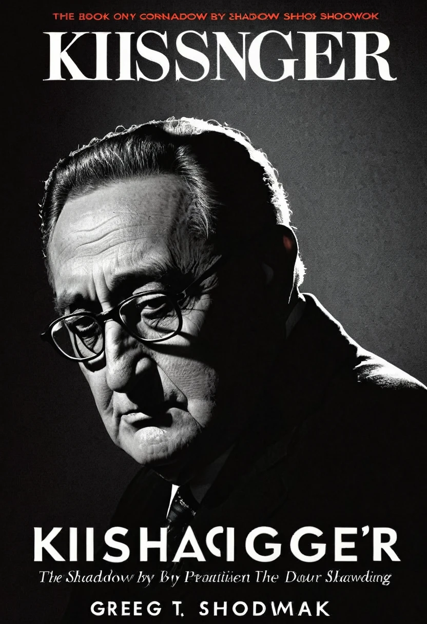 a book cover of kissinger's shadow by greg grandin, shadowy, shadow, long shadow, consist of shadow, strong shadow, shadowing, shadows, cover shot, mawshot, high shadow, robert siodmak, barlow, by Harold Shapinsky, the shadow, shady, sinew, no shadow, dark shadow, by Andrew Stevovich