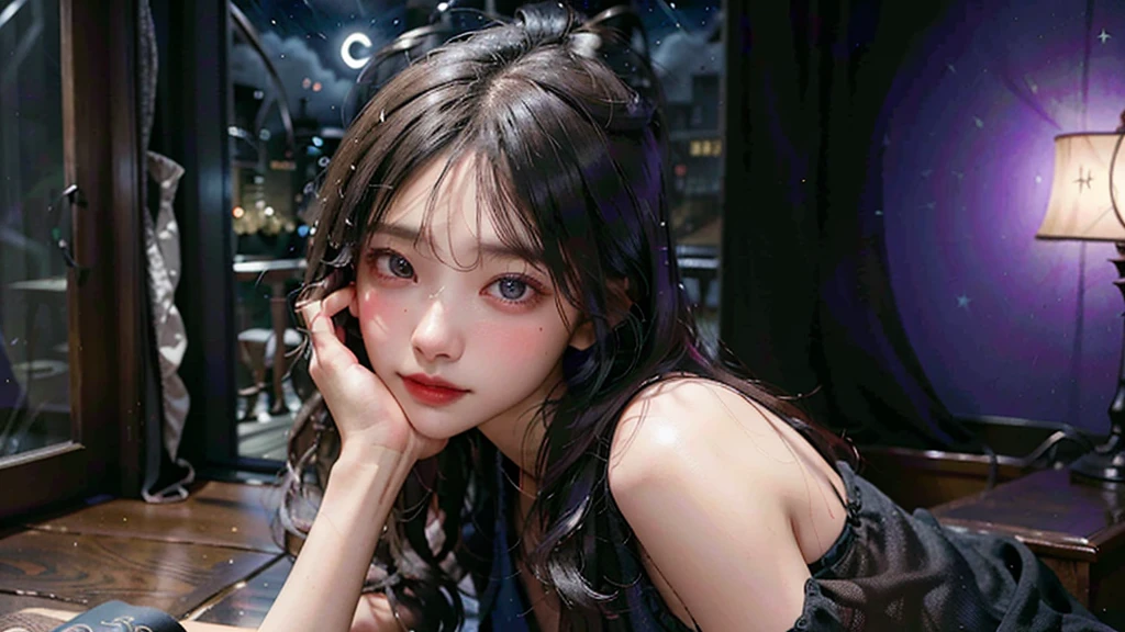 (photo-realistic:1.3)
(1girl), (30yo), mature, (blue room:1.1), (rim lighting:1.3), (dimly lit:1.3), (dark night:1.3), indoors, long hair,
masterpiece