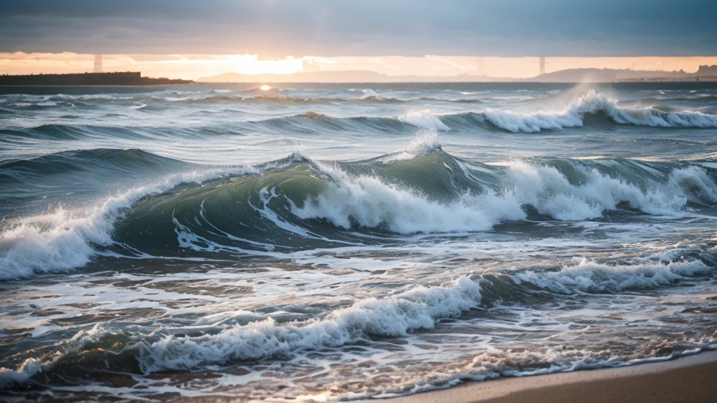 Waves of water of the river and the sea meet each other during high tide and low tide.