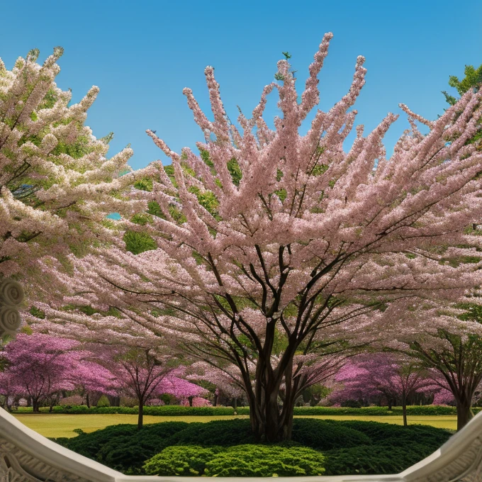 The background is greenblue,moon light,All expressed with jewels, the arrival of spring, various beautiful cherryblossoms
, Beautiful lapis lazuli swallowtail butterfly,angles looking up from below, various jewels falling from the sky, wonderful and beautiful superb view, slightly hazy, fantastic, high resolution, 8K, (best quality, highres, realistic:1.37), shiny metallic flowers, intricate and delicate petals, reflective surfaces, vibrant colors, intricate details, close-up view, surreal garden, surreal beauty, dreamy atmosphere, fine art, abstract botanicals, metallic sculpture, contrasting textures, ethereal glow
