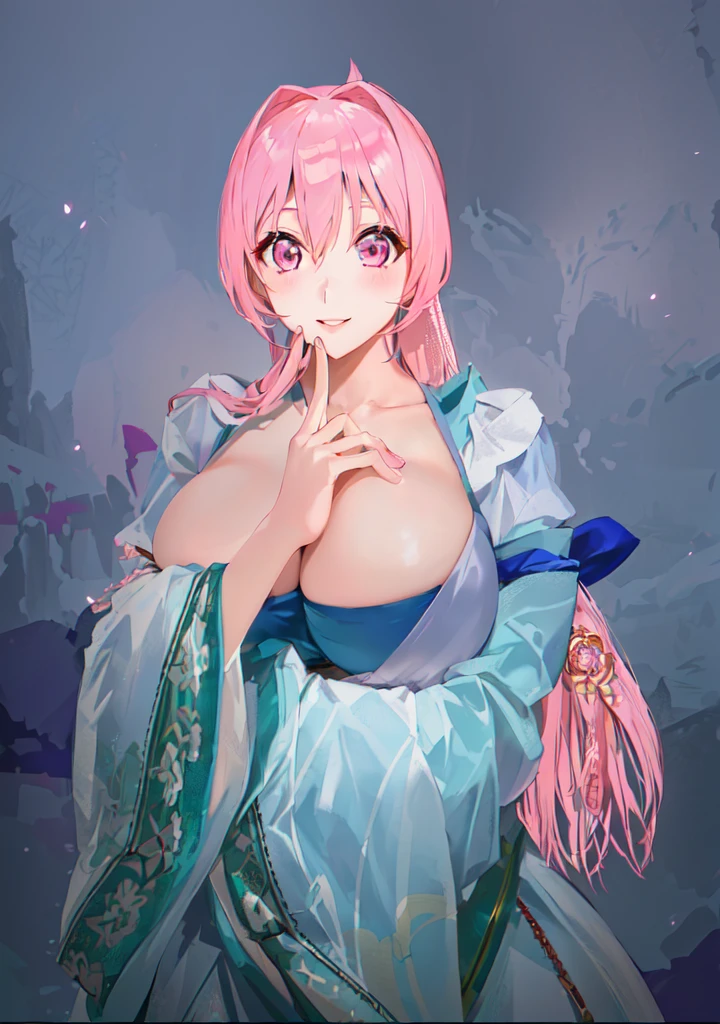 Pink Hair、Anime Girl,Pink eyes, Produced in collaboration with Anime Painter Studio, In the anime painter studio, , Sonison,超级Sonison,Celluloid,Three Kingdoms,Chinese style,antiquity,Hanfu,,Huge Breasts,Good shape,Pink ponytail,Pink long hair,Costume,包不住的Huge Breasts,Cute girl,Noble,Pink long hair,Smile,Satomi light diamond,Blazing Horse,Makeup on the lips,Light pink lips,Sexy lips,sonic,honoka,huge ,big boods