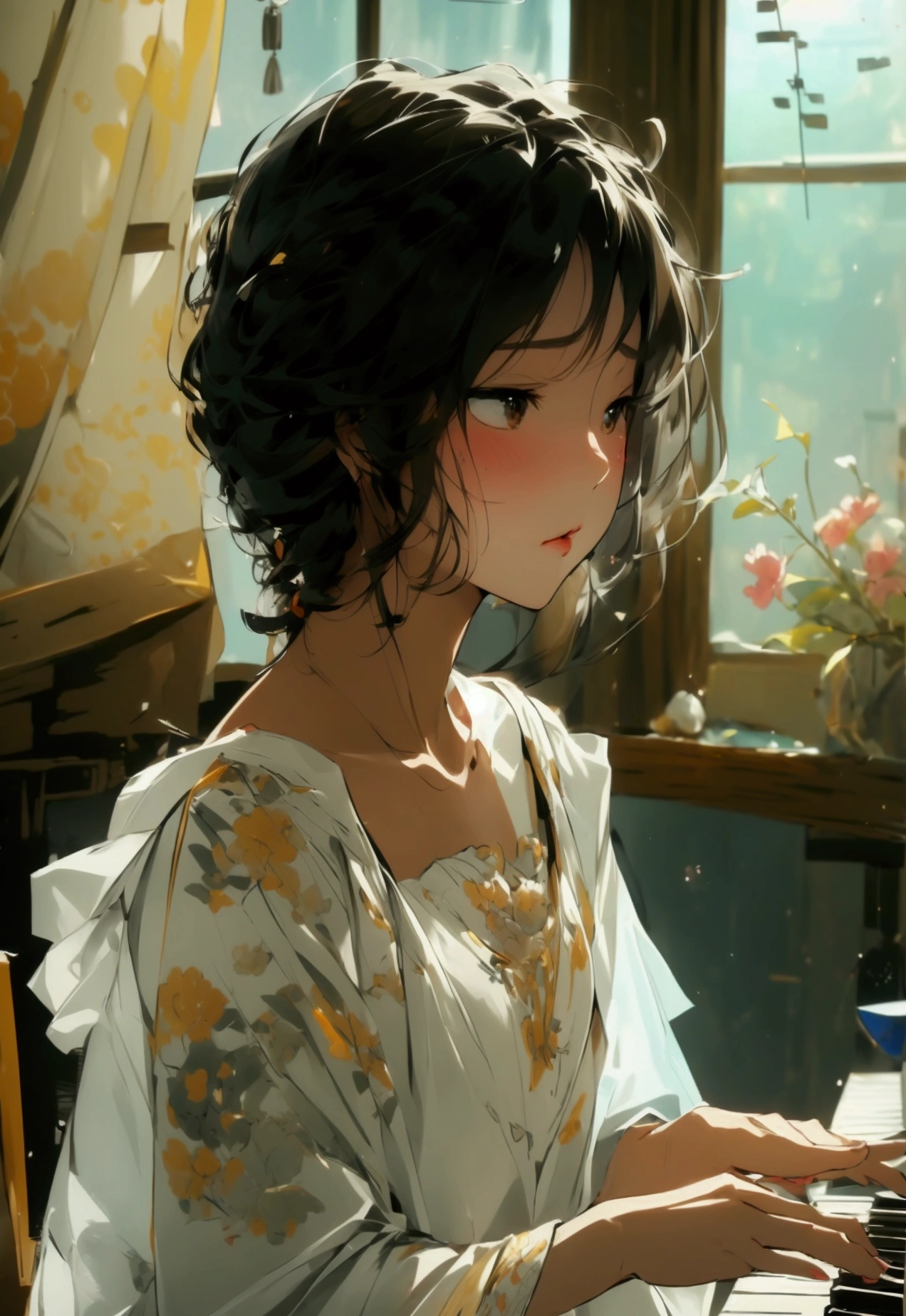 Ink Style,Like a graceful and moving song,Women are like a delicate pen in it,Gently waving softness and agility。Their slender hands,It seems to be able to play a touching piano music,Make people fascinated,Intoxicated by the world of ink painting。