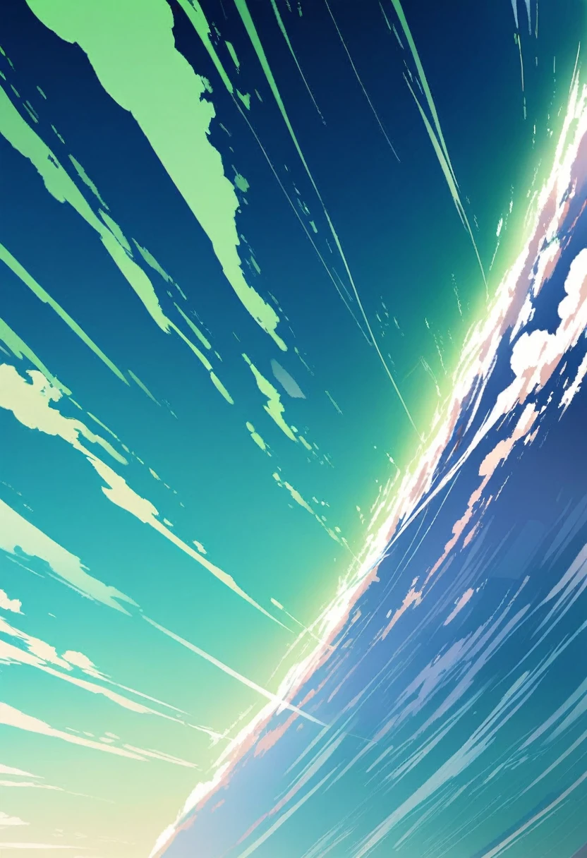 green, green sky, horizon, Above, High Sky, White lines stretch into the sky