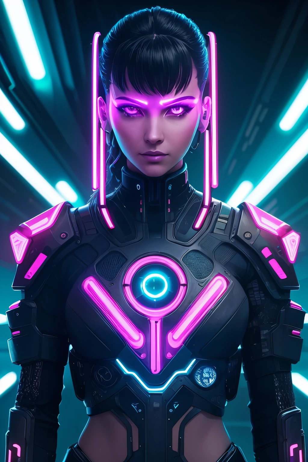Design a cyberpunk-themed t-shirt, set against a futuristic, acid-washed background that exudes a gritty, neon-lit atmosphere. The front of the t-shirt showcases a bold, fiery-blue digital circuitry pattern, intricately woven with cybernetic designs and glowing neon veins. Overlaid on this pattern, a distinctive, futuristic symbol or text emerges, mirroring the reference image but with a quintessential cyberpunk twist.
Moving to the back, a complex, high-tech spinal design takes center stage, reminiscent of advanced cybernetic structures. Neon blue accents punctuate the