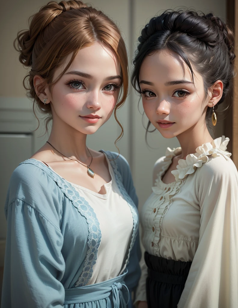 masterpiece、top-quality、ultra-detailliert、(Chibi Chara Kindergarten Kids:1.2)、a couple、stare at each other、Christmas tree one、a smile、Secret story、Standing, elegant , detailed intricate, beautiful detailed eyes, beautiful detailed lips, extremely detailed face and features, long eyelashes, soft glowing skin, serene expression, detailed clothing, detailed jewelry, detailed background, (best quality,4k,8k,highres,masterpiece:1.2),ultra-detailed,(realistic,photorealistic,photo-realistic:1.37),vibrant colors,dramatic lighting,award winning digital art