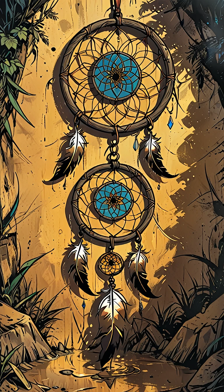 
the dream catcher lies on the ground in the mud,       graphic style of novel comics, 2d,
8k, hyperrealism, masterpiece, high resolution, best quality, ultra-detailed, super realistic, Hyperrealistic art, high-quality, ultra high res, highest detailed, lot of details, Extremely high-resolution details, incredibly lifelike, colourful, soft cinematic light,
