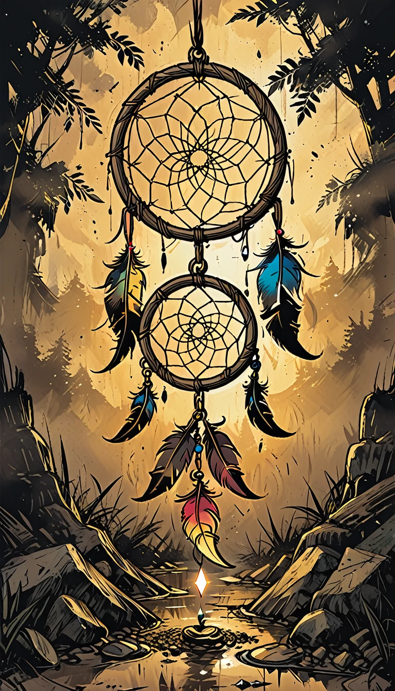 
the dream catcher lies on the ground in the mud,       graphic style of novel comics, 2d,
8k, hyperrealism, masterpiece, high resolution, best quality, ultra-detailed, super realistic, Hyperrealistic art, high-quality, ultra high res, highest detailed, lot of details, Extremely high-resolution details, incredibly lifelike, colourful, soft cinematic light,
