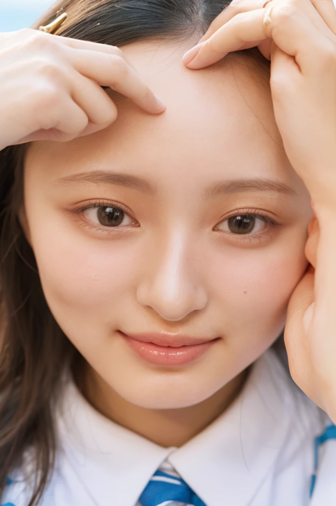 ((Highest quality, 8k, masterpiece: 1.3)), sharp: 1.2, Perfect Body Beauty: 1.4, Slim Abs: 1.2, ((Layered Hairstyles, Big Breasts: 1.2)), (濡れた White Button Long Shirt: 1.1), (nude: 1.2), Close your face: 1.5, Highly detailed face and skin texture, Beautiful Eyes, double eyelid, Side view of the camera