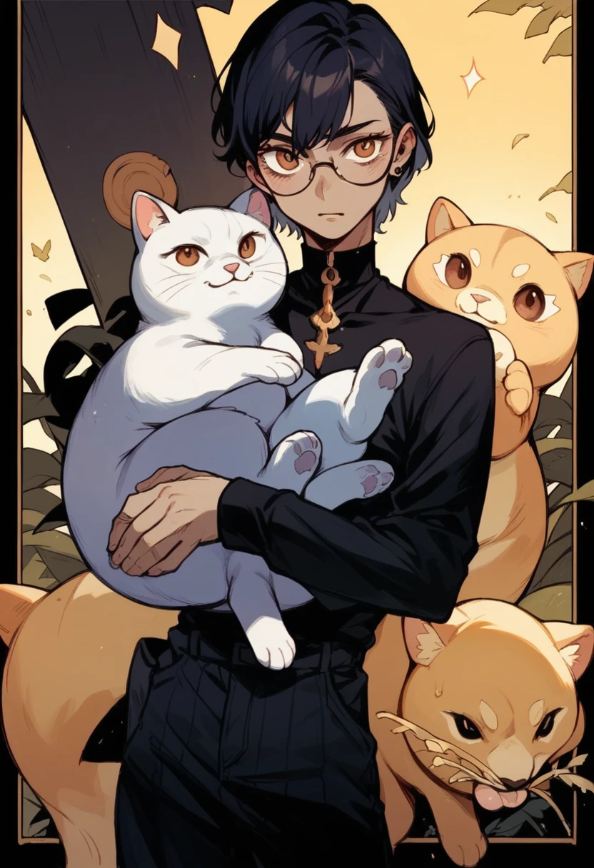There's a cat lying on the counter, a cute cat, Cute furries need your help, she has a cute face, She has a cute and expressive face, cute cat, Exotic Shorthair, Scottish folding cat, Cute round slanted eyes, photo of a cat, a cat is smiling, a handsome guy, Jonker cat, very handsome