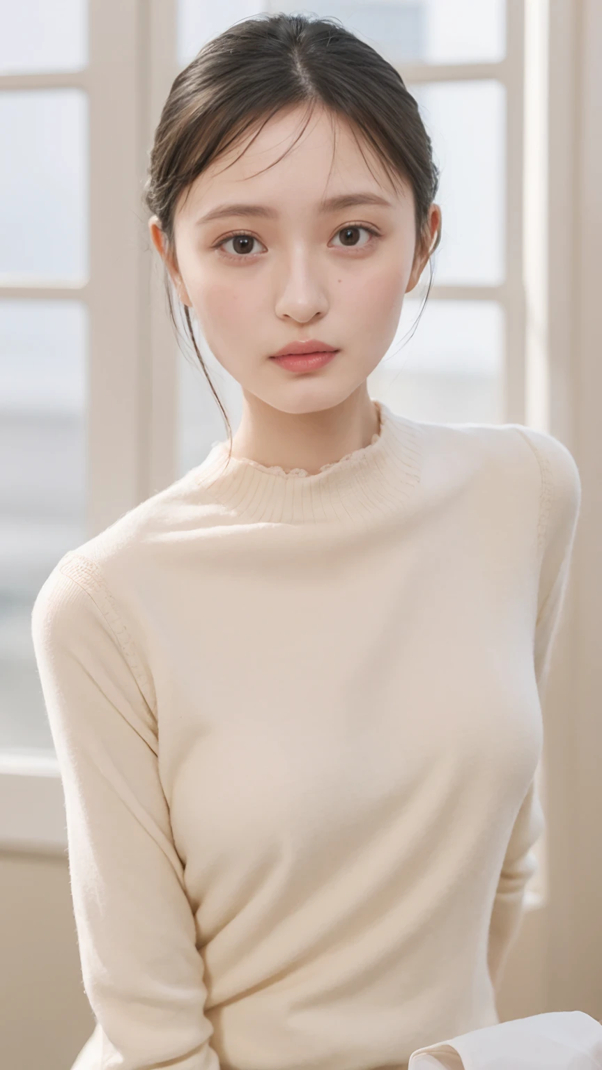 20 year old cute Japan woman, ((Extremely precise and accurate anatomy:1.0)), (Highest quality realistic skin textures:1.6), clean and glowing skin, Thin Skin, mesh, (Enhances the beauty of skin texture:1.2), ((((The texture of each individual hair, long and delicate lashes, Beautifully trimmed eyebrows, Facial pores, Detail of blood vessels in the white of the eye, Thin and visible capillaries in the skin)))), (Realistic as a photo:1.4), (Very realistic:1.4), (Improvement of quality:1.4), Realistic lighting, Backlight, A gentle light that illuminates the face, Ray Tracing, Bright light, (Smoother lighting:1.05), (Improving the quality of cinema lighting:0.9), 32k, fine grain, Detailed face, (Film Grain:1.1), (Natural smile:0), Accentuates body lines, High resolution, Natural look, Kind eyes, Delicate light and shadow, Clear skin, Graceful Pose, Beautiful Eyes, Sharp details, Soft light reflection, Beautiful contours, Delicate skin tone, Natural background, Natural poses in everyday situations, Extremely fine detail, Lora Style